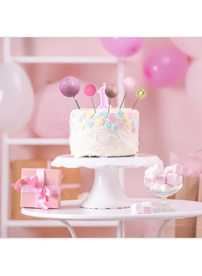 25 Pcs Glitter Ball Cake Topper Decorations Mini Balloon Style Cake Picks Foam Ball Cake Toppers for Birthday & Party Cake Decoration - Image 3